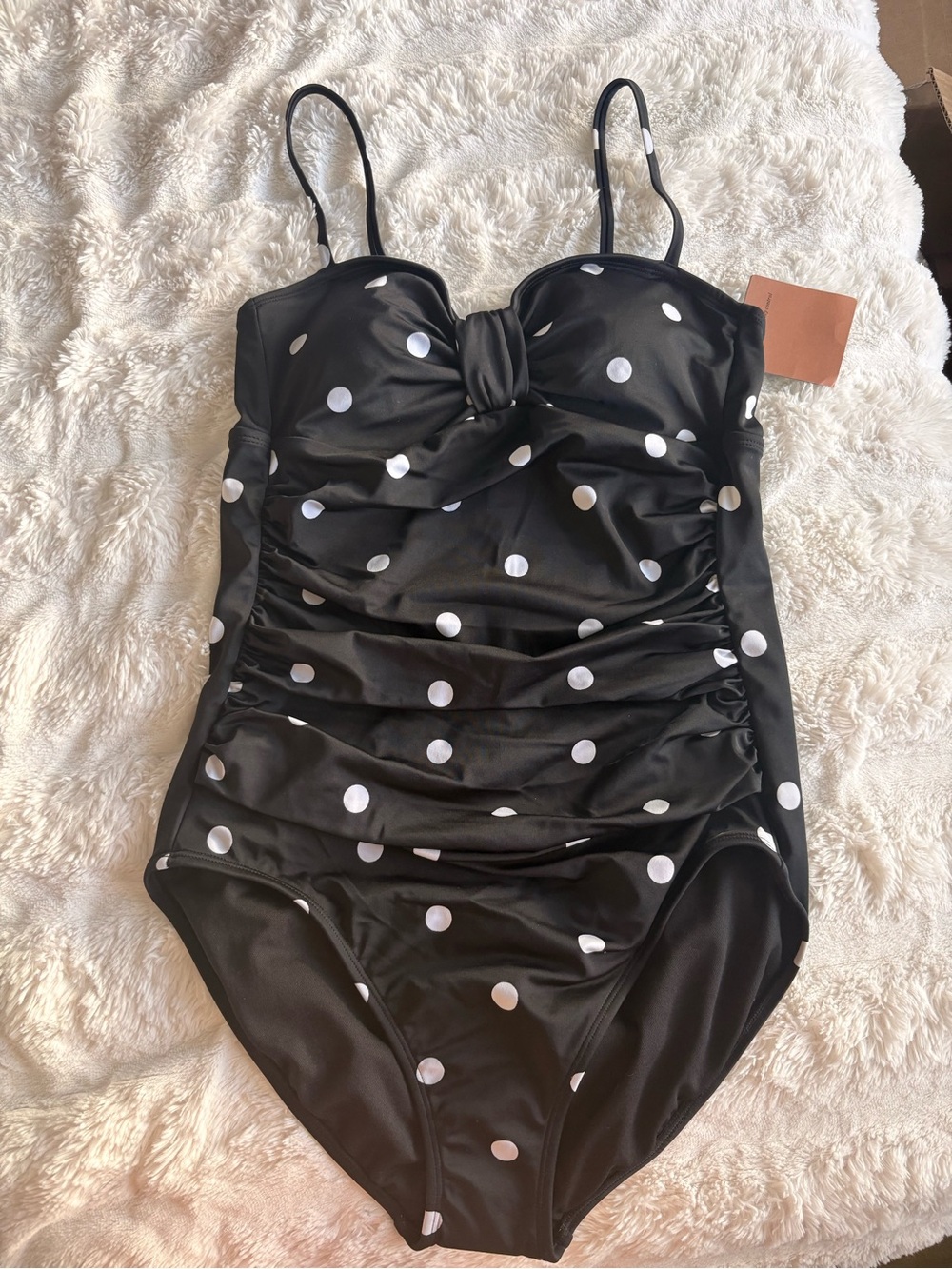 Shade & Shore Black and White Polka Dot One-Piece Swimsuit
